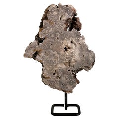 Agate d'arbre de couleur taupe sur pied, Brésil, préhistorique