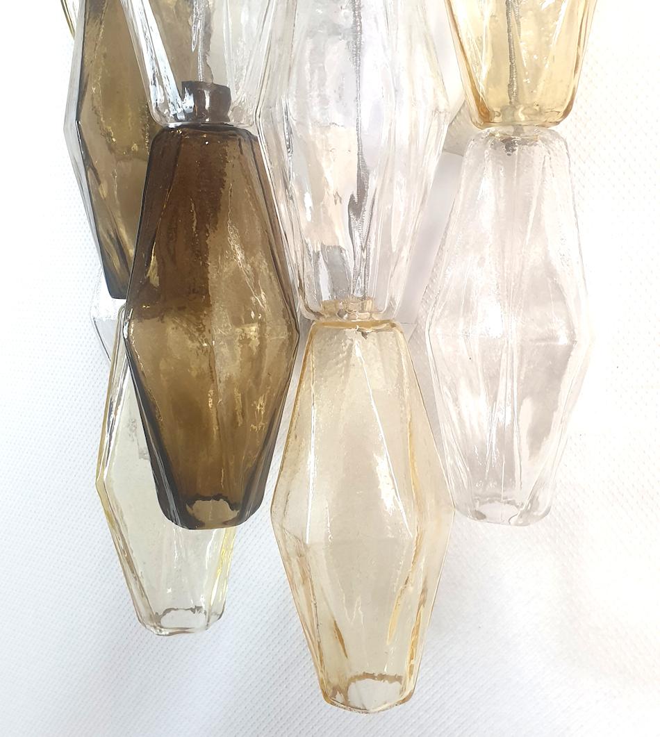 Mid Century Taupe Murano Glass Polyhedral Sconces by Venini - a pair 1
