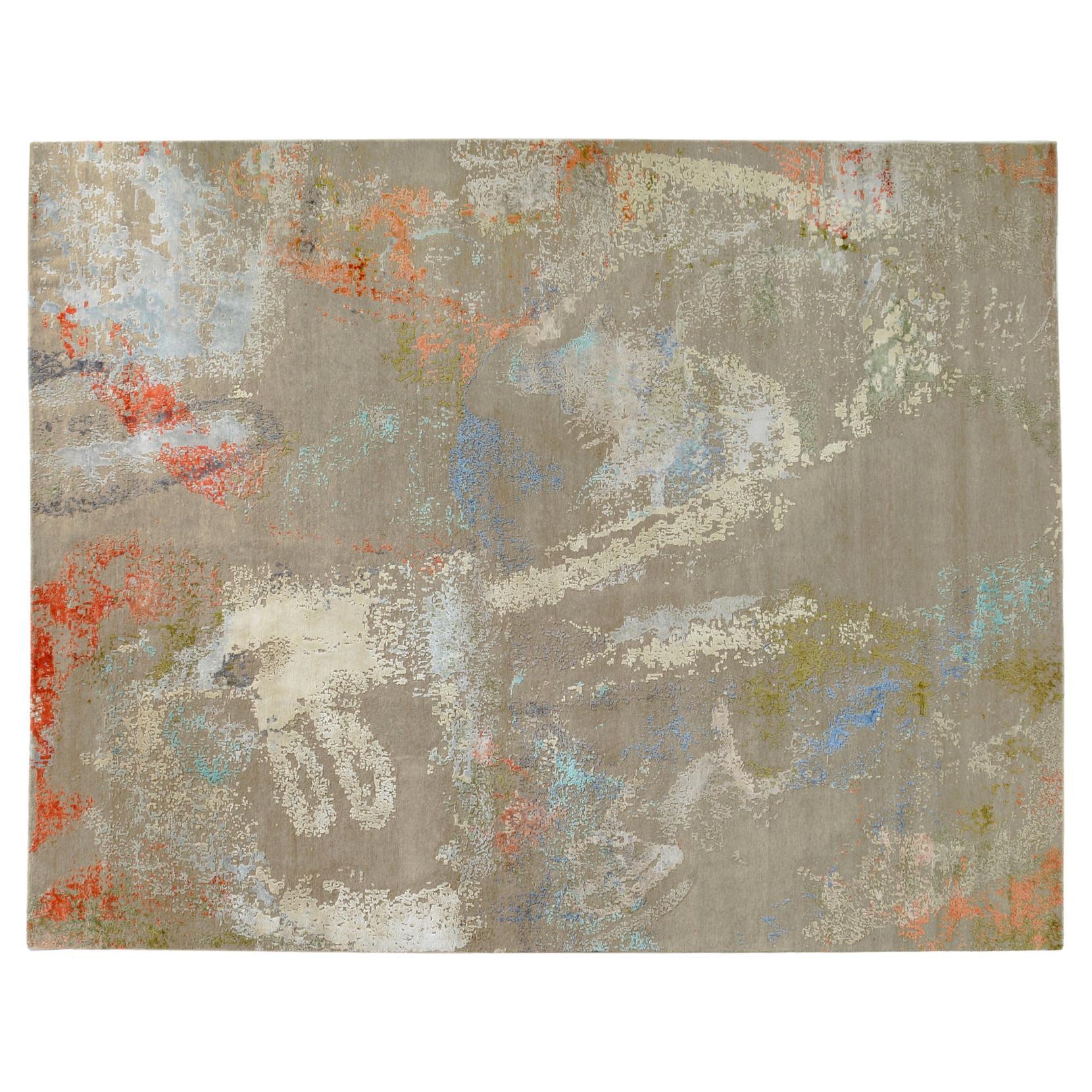 Taupe "Erased" Abstract Area Rug For Sale