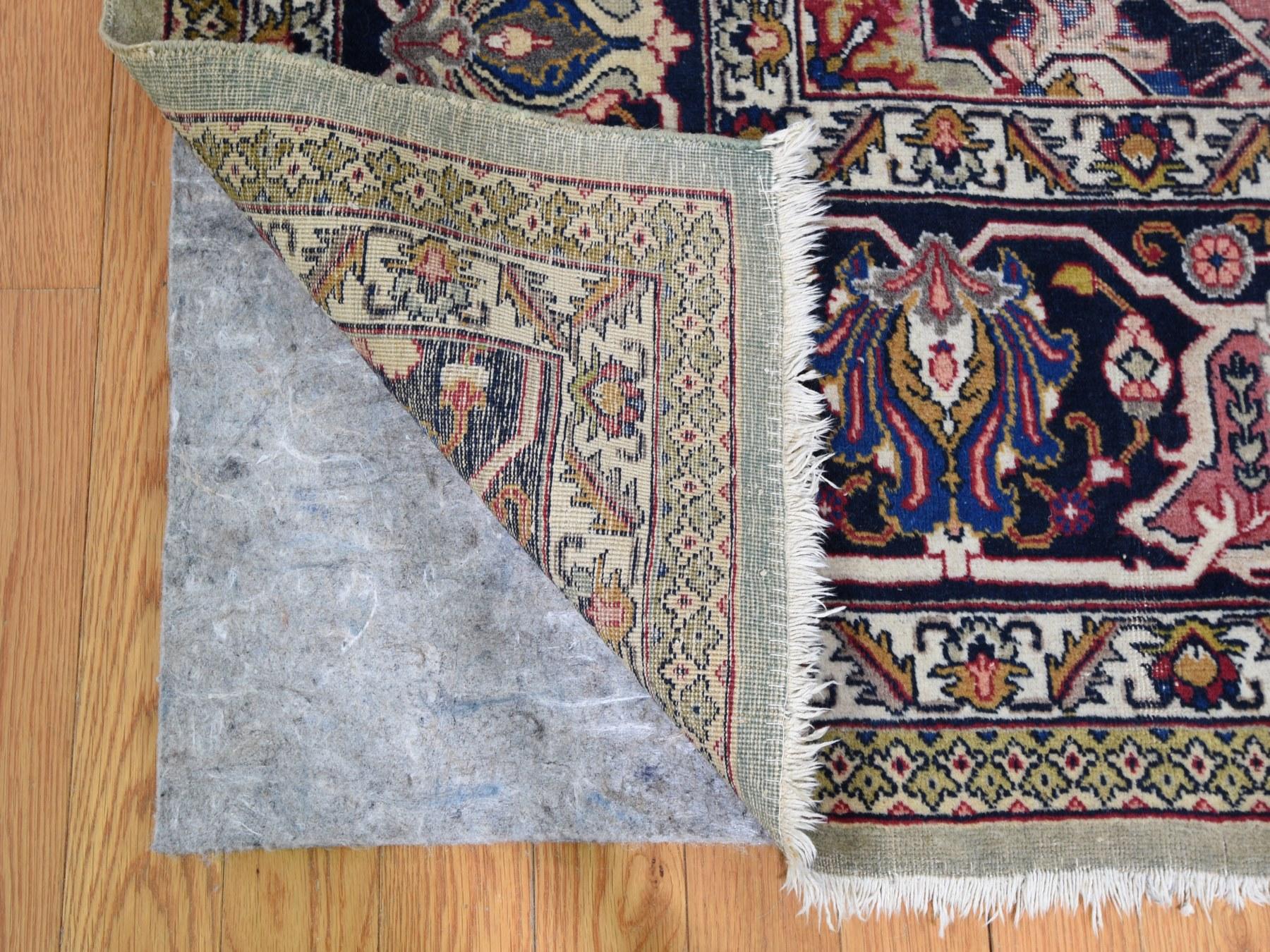 Taupe Green Worn Old Persian Tabriz Vintage Distressed and Clean Bohemian Rug In Good Condition In Carlstadt, NJ