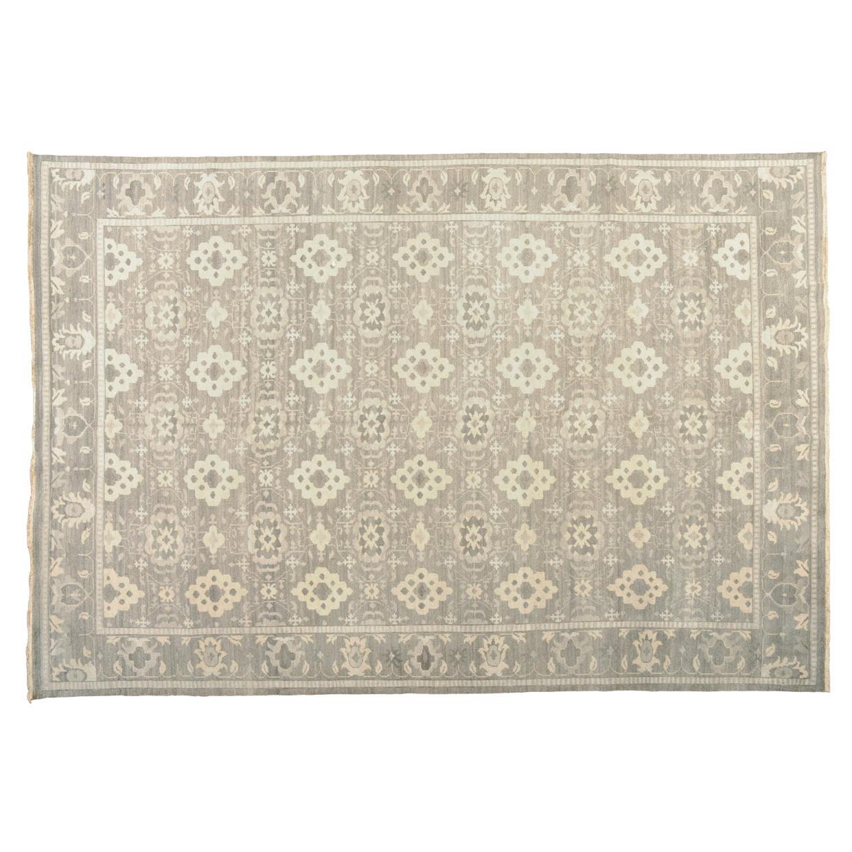 Taupe Grey All Over Geometric Pattern Rug For Sale