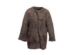 Taupe Isabel Marant Shearling Collarless Coat Size FR 36