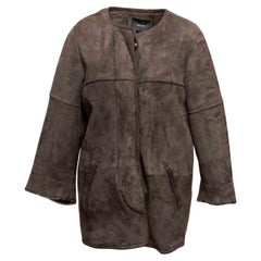 Taupe Isabel Marant Shearling Collarless Coat Size FR 36