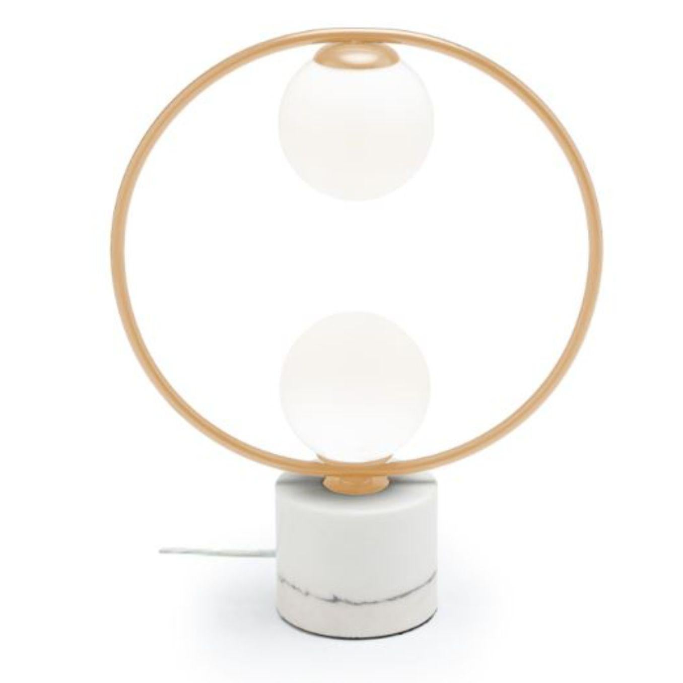 Modern Taupe Loop Table II Lamp with Marble Base by Dooq For Sale