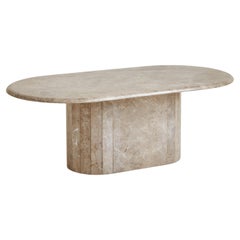 Taupe Marble Pill Form Coffee Table in the Style of Roche Bobois, Italy 1980s