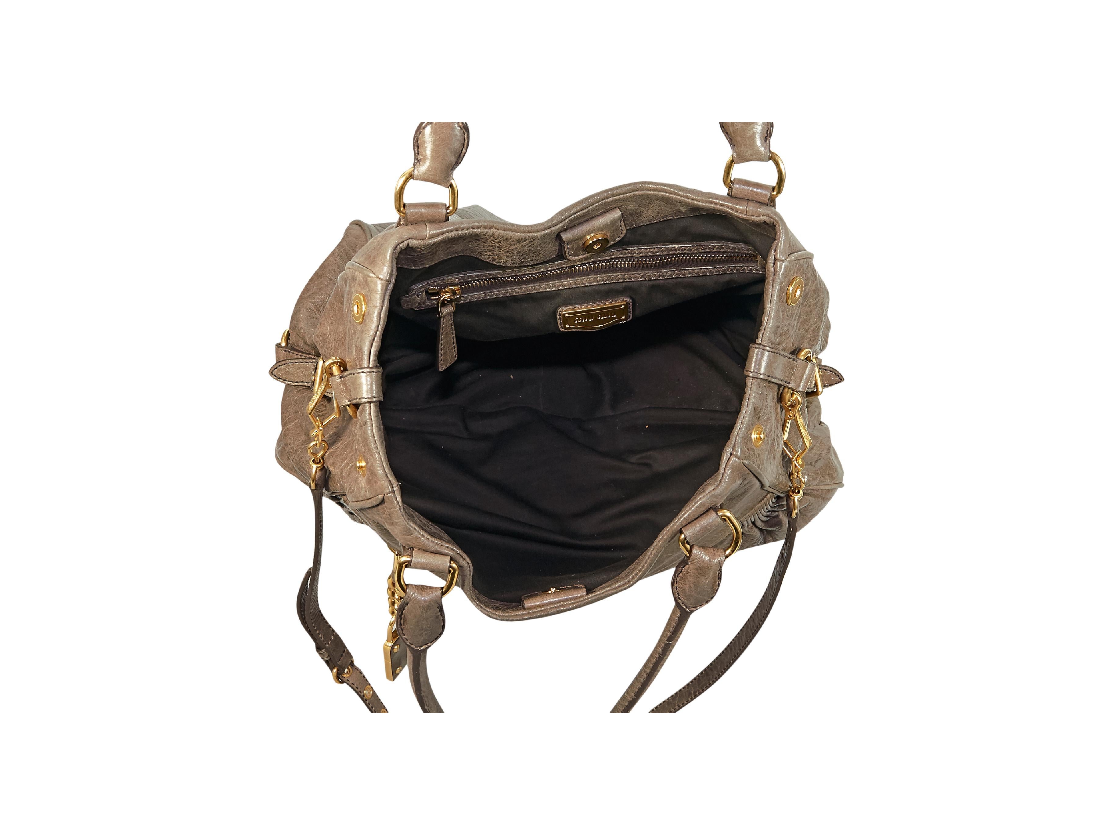 Brown Taupe Miu Miu Leather Satchel Handbag