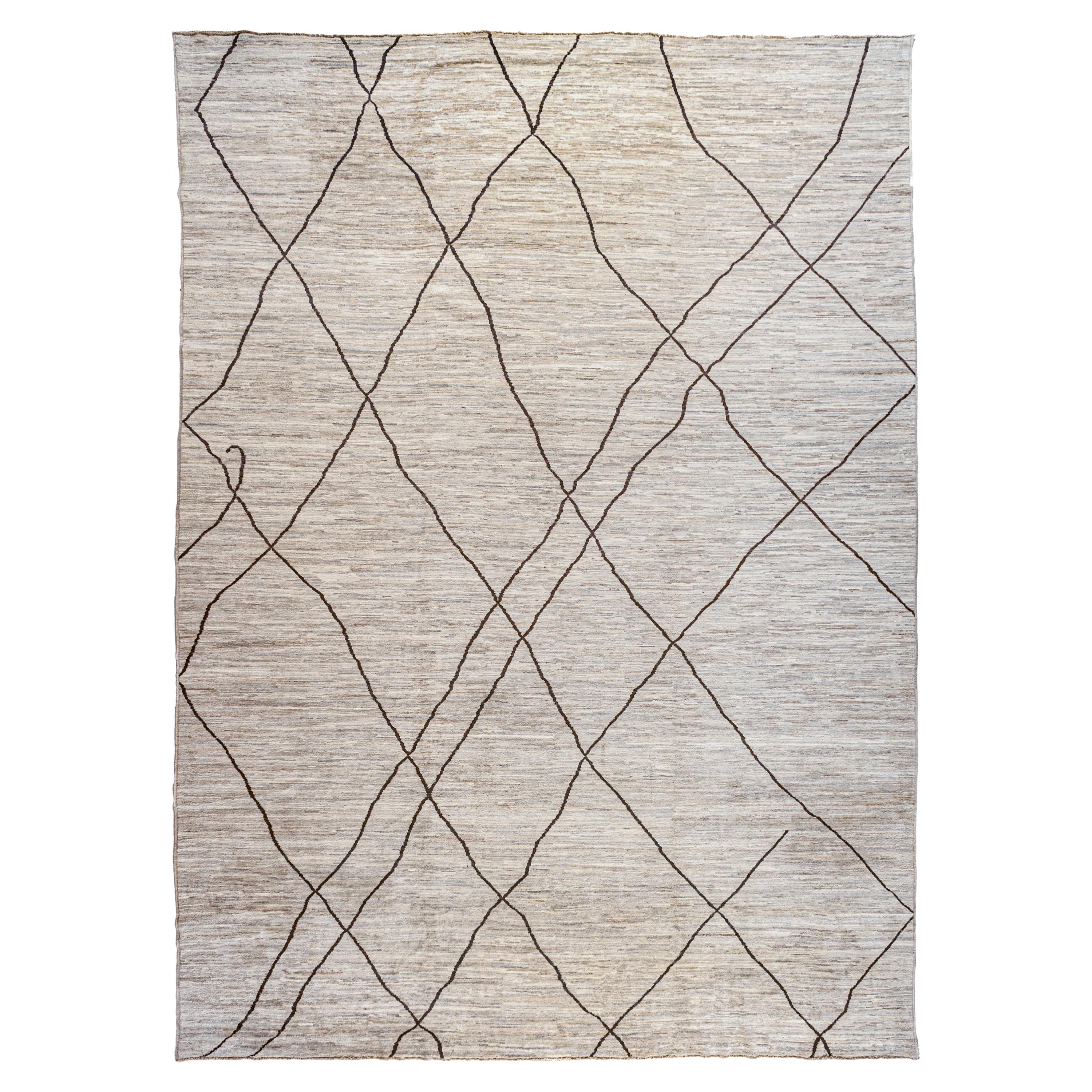 Taupe Moroccan Inspired Rug For Sale