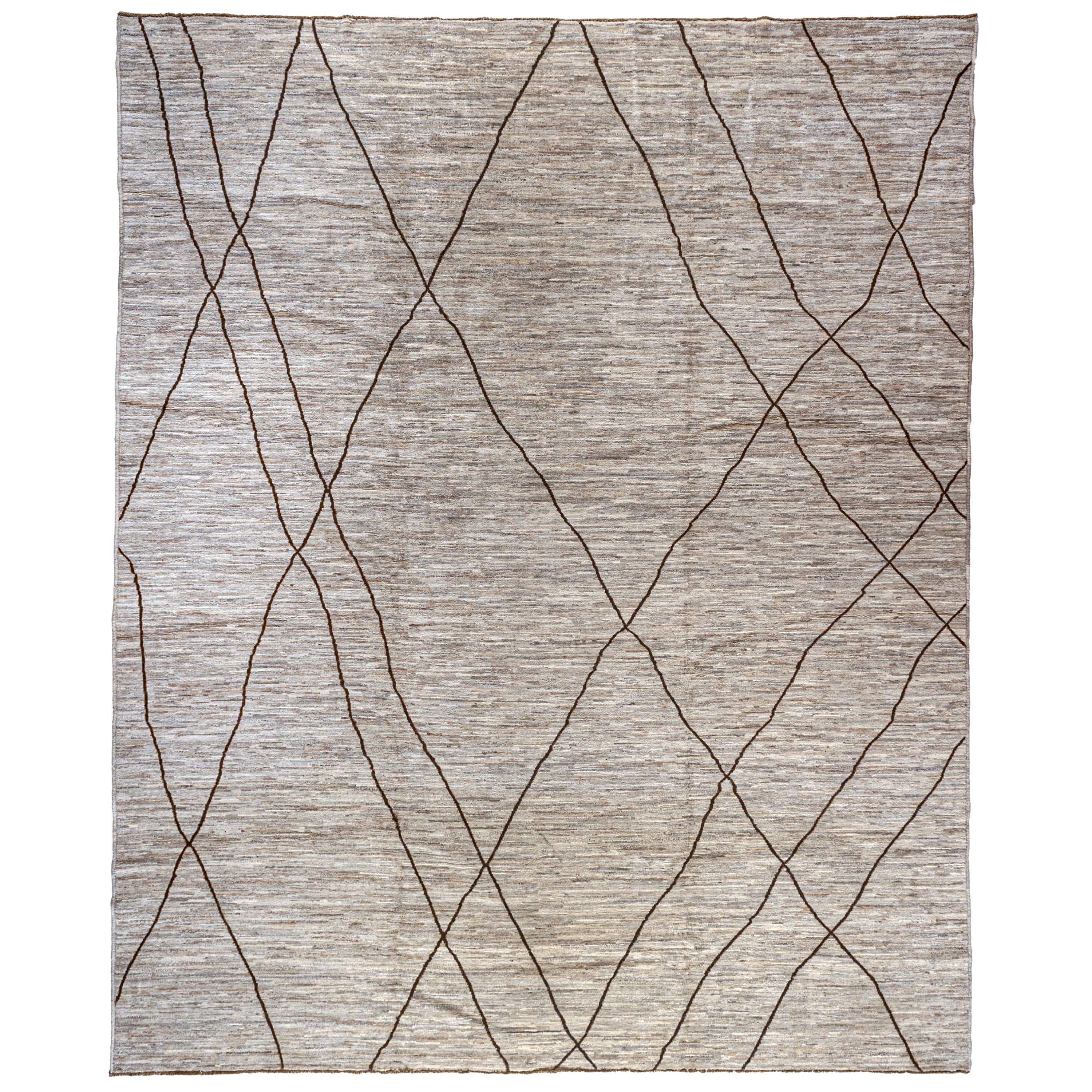 Taupe Moroccan Inspired Rug For Sale