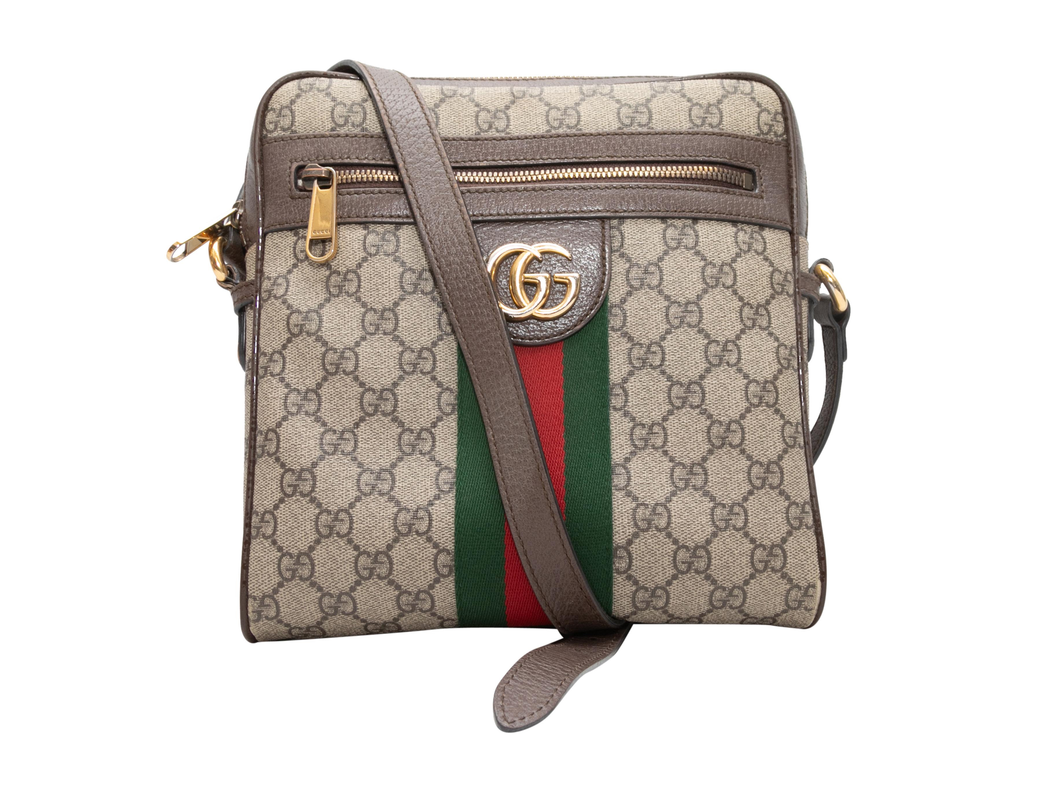 Women's Taupe & Multicolor Gucci Ophidia Monogram Messenger Bag For Sale