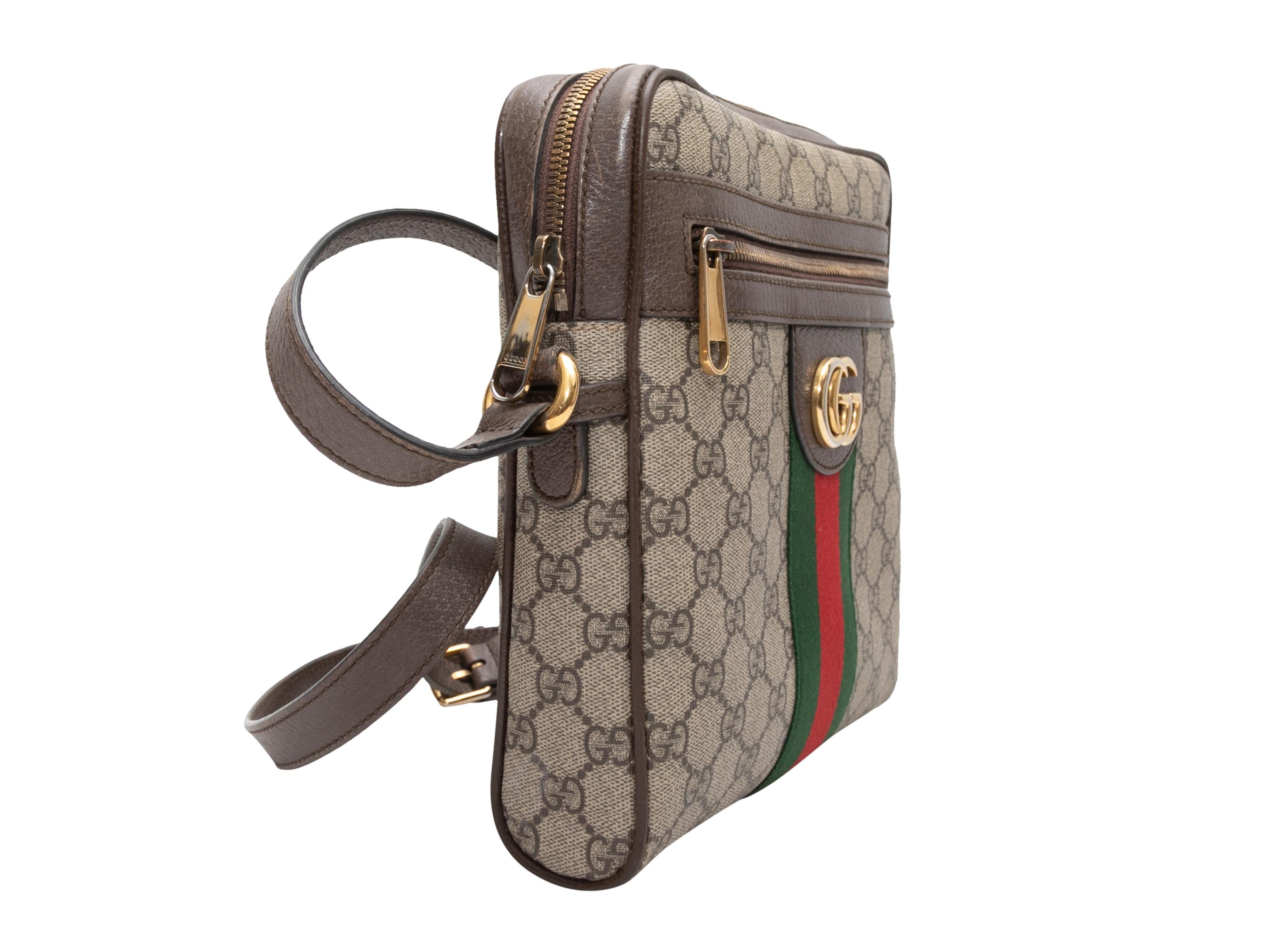 Taupe & Multicolor Gucci Ophidia Monogram Messenger Bag For Sale 1