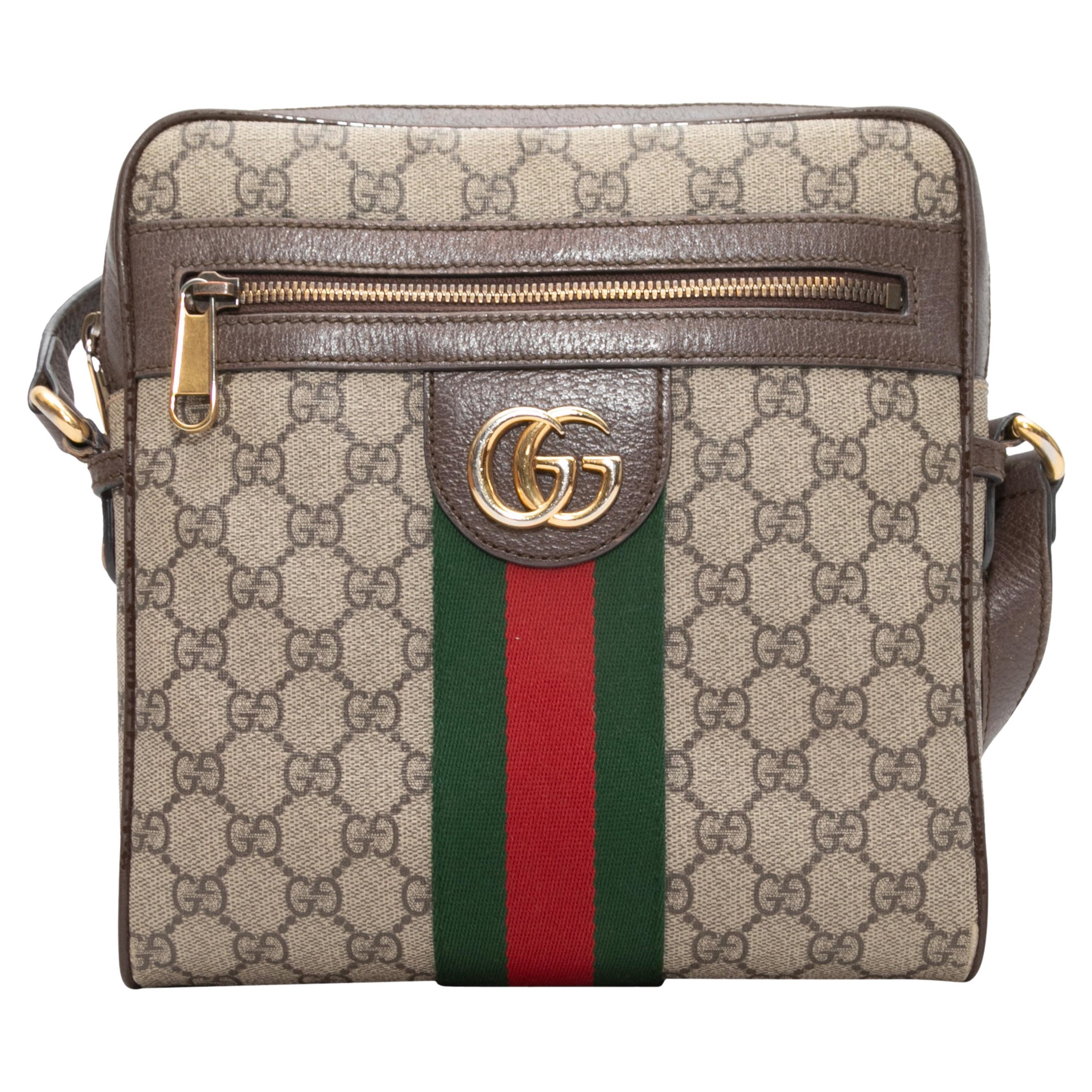 Taupe & Multicolor Gucci Ophidia Monogram Messenger Bag im Angebot