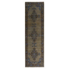 Taupe Old and Worn Down Persian Bakhtiari Pure Wool Hand Knotted Runner Oriental