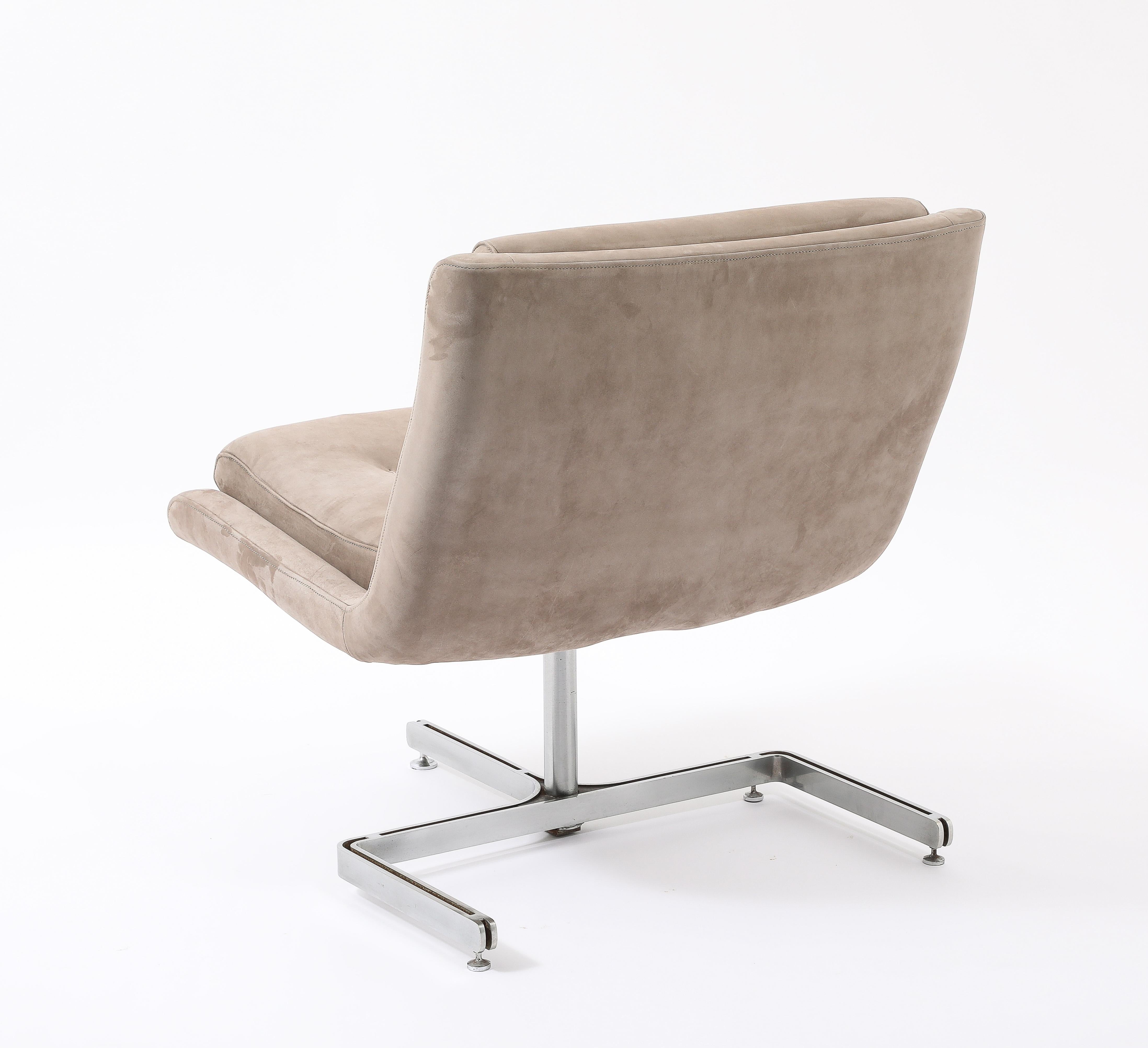 Acier inoxydable Paire de chaises à pantoufles Raphael, France 1950's en vente