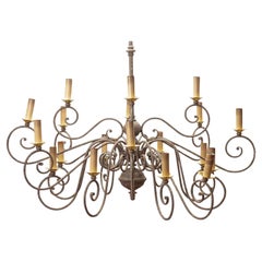 Taupe & Peach Hat Twenty Light Brass Chandelier