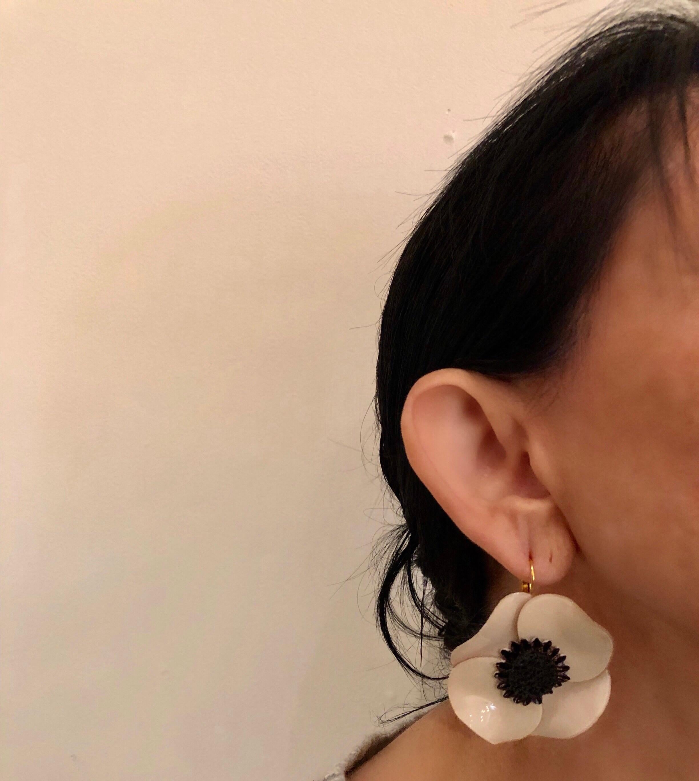 Contemporary Taupe Poppy Statement Earrings  2