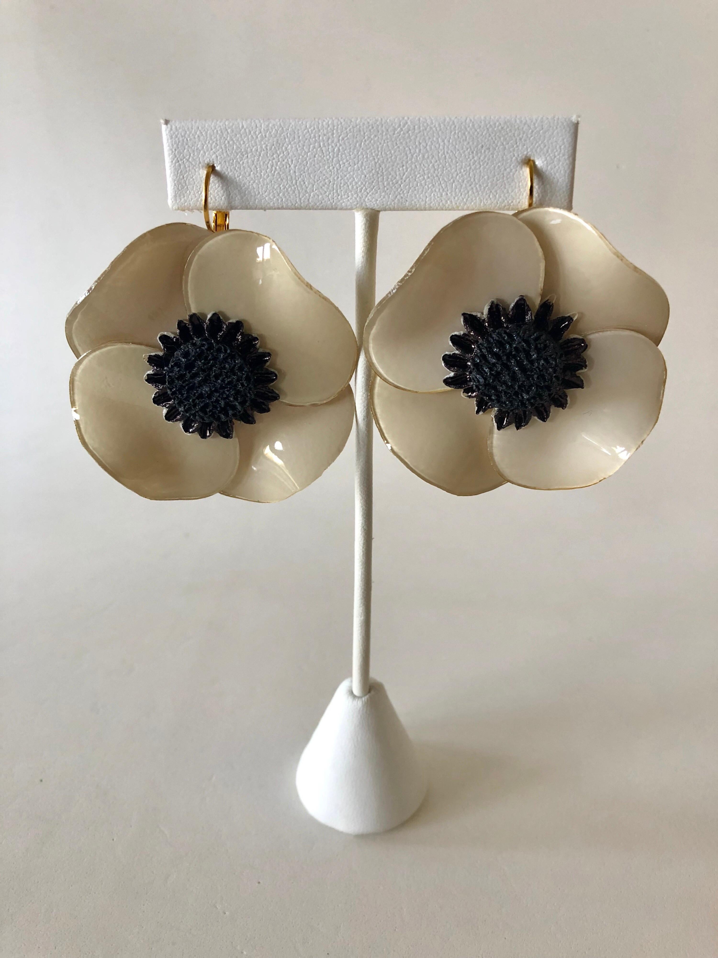 Contemporary Taupe Poppy Statement Earrings  3