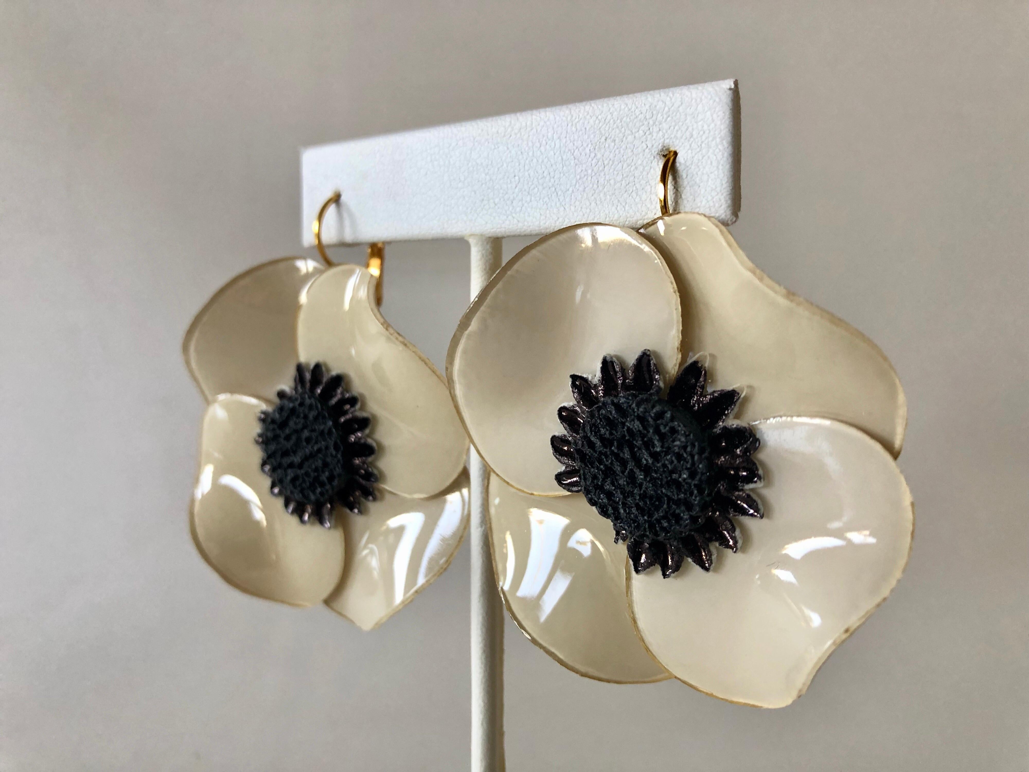 Contemporary Taupe Poppy Statement Earrings  4