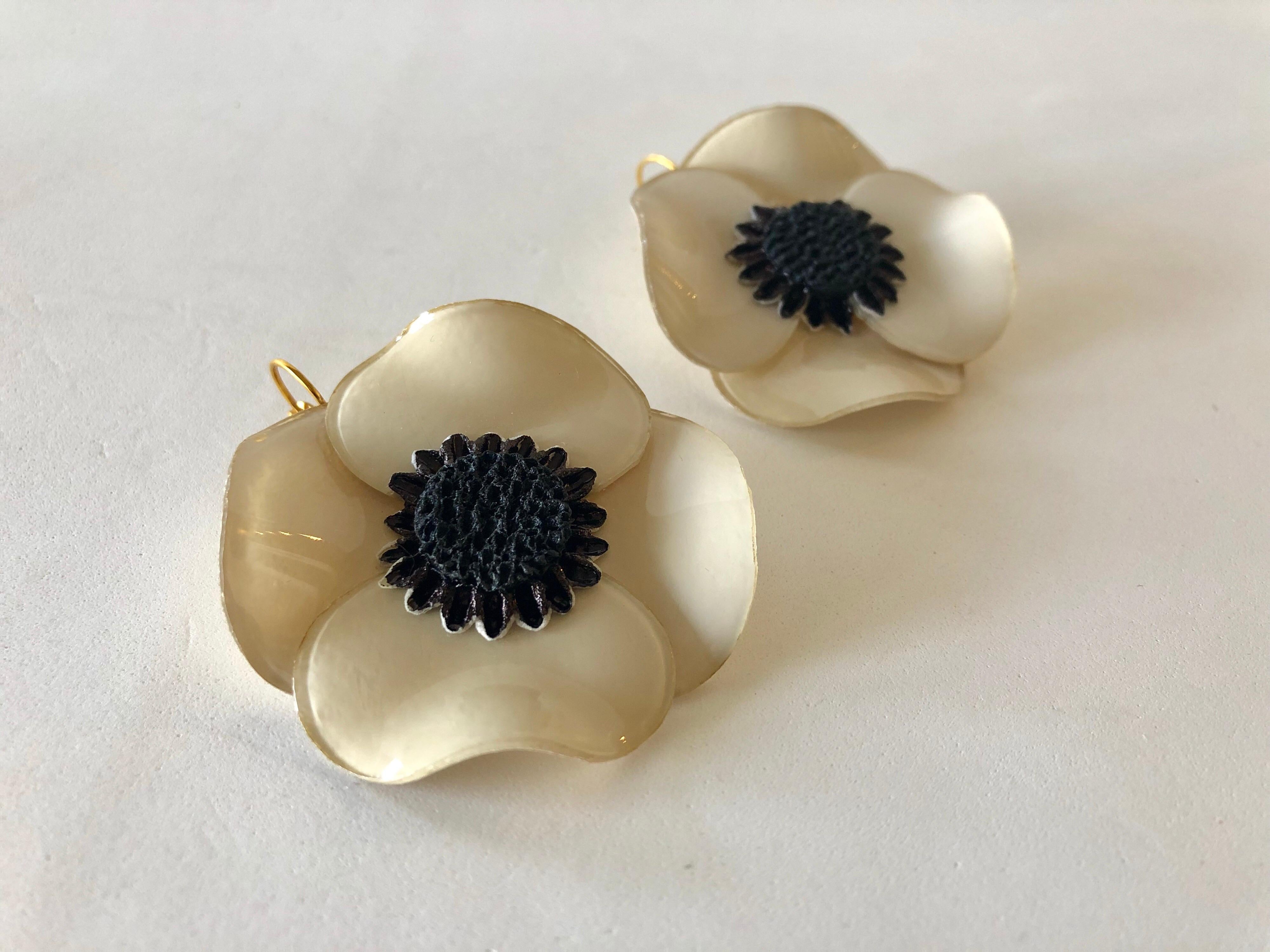 Contemporary Taupe Poppy Statement Earrings  5