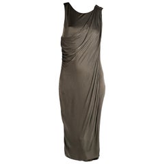 Taupe Versace Draped Jersey Dress