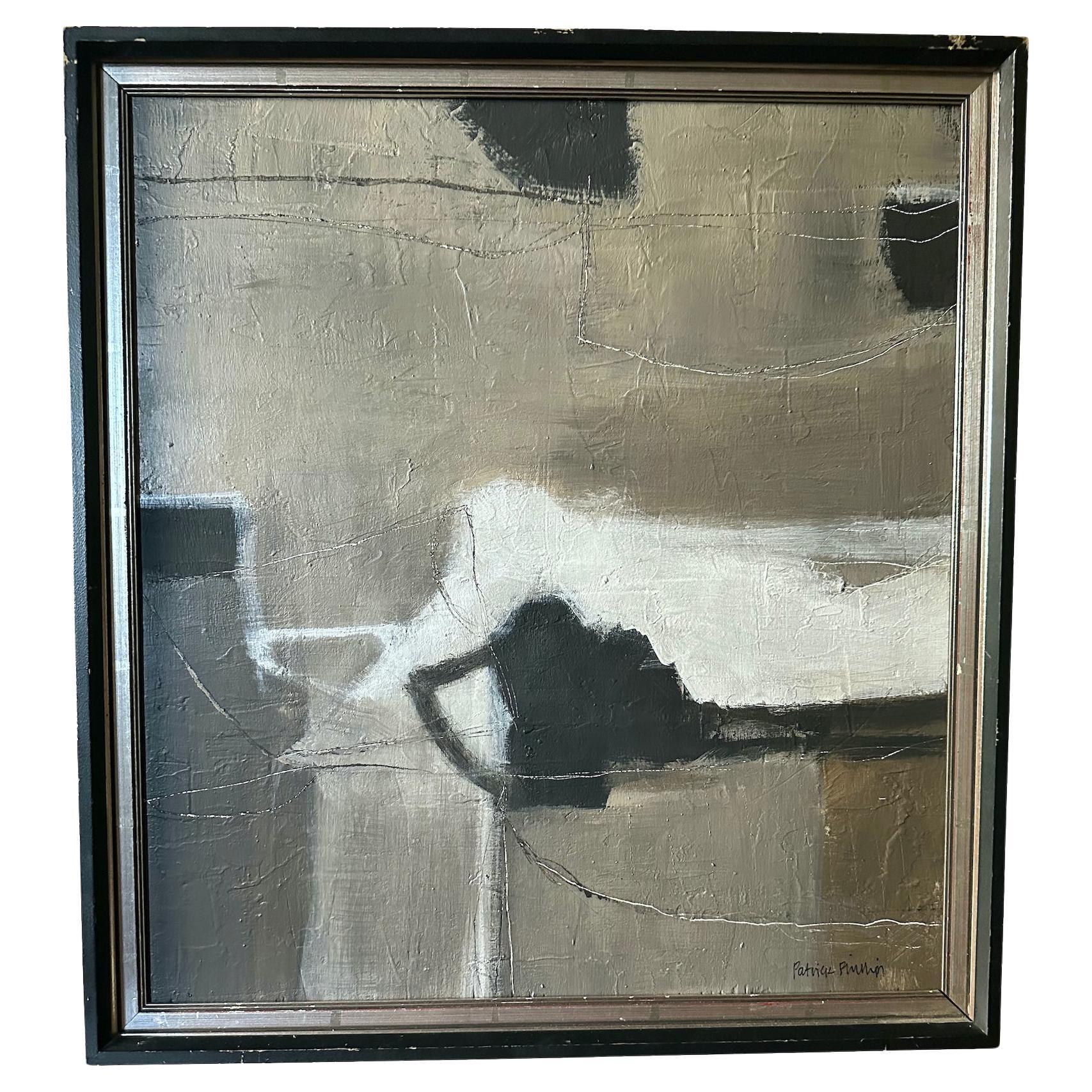Taupe, White, Black Acrylic Abstract By Patrick Phillips, U.S.A., Contemporary