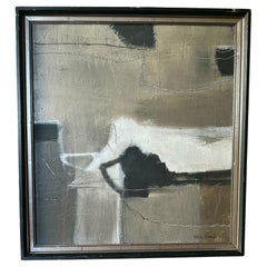 Astratto in acrilico di Patrick Phillips, Taupe, White, Black, AM Contemporary