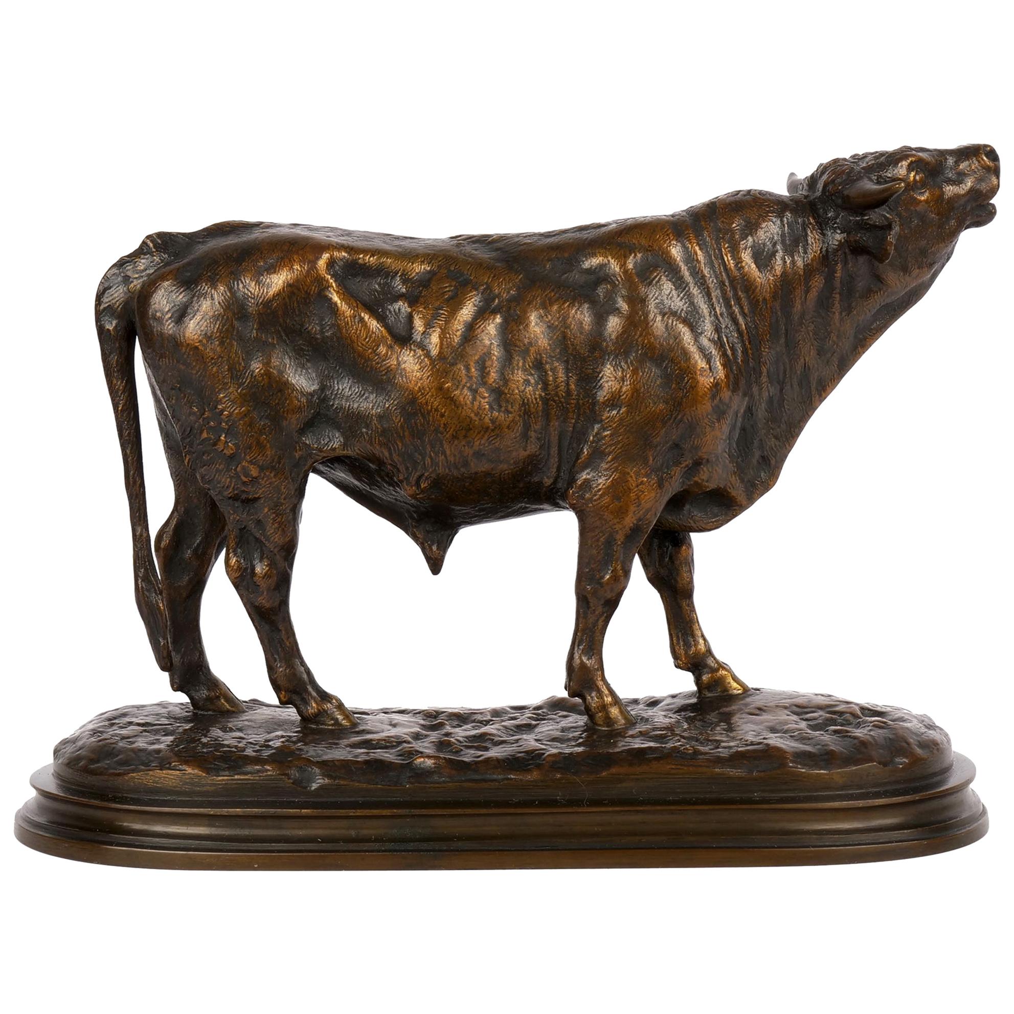 “Taureau Beuglant" Antique Bronze Sculpture of Cow by Rosa Bonheur