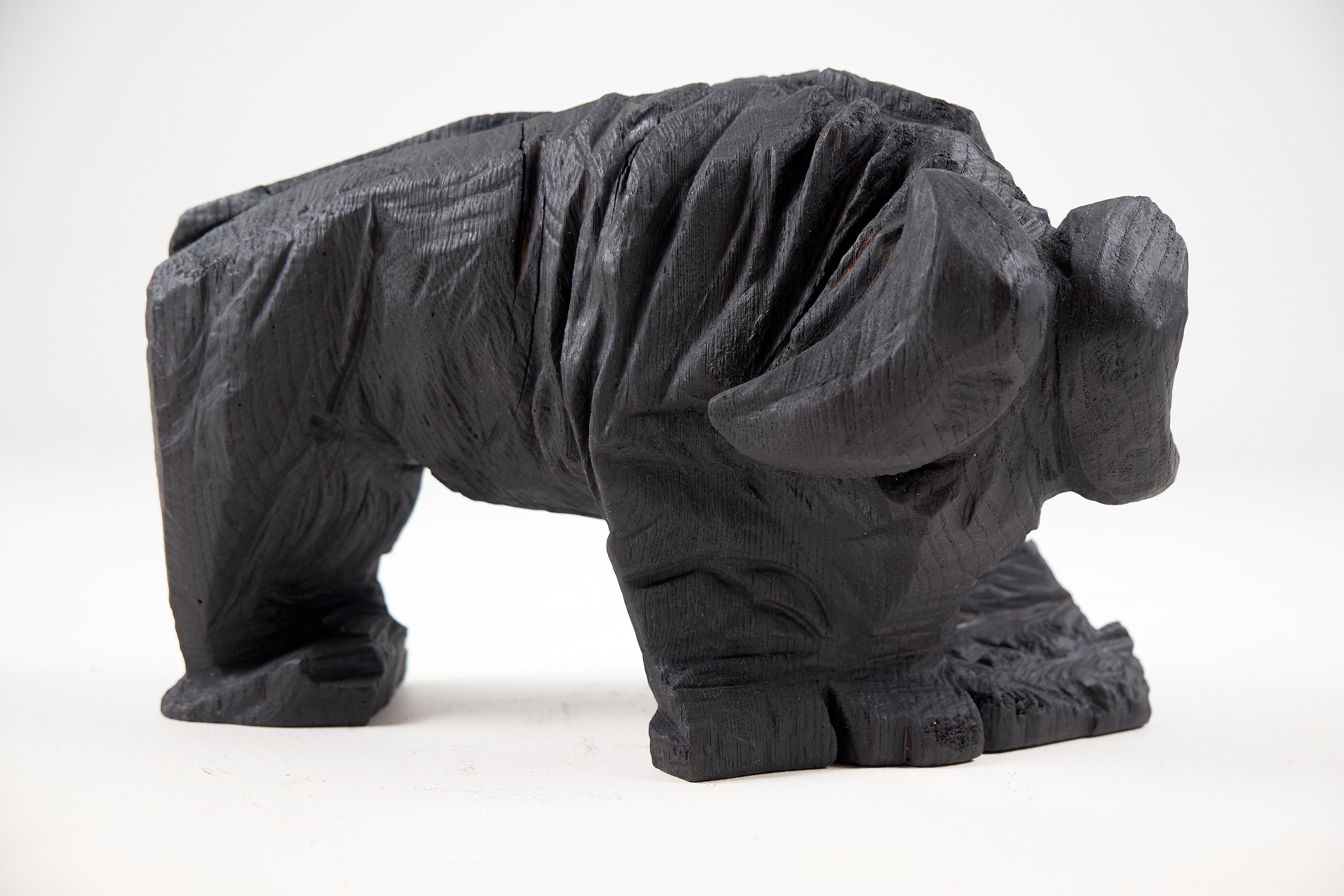 Taurus, Chainsaw Carved, Burnt Oak Bull Sculpture For Sale 4