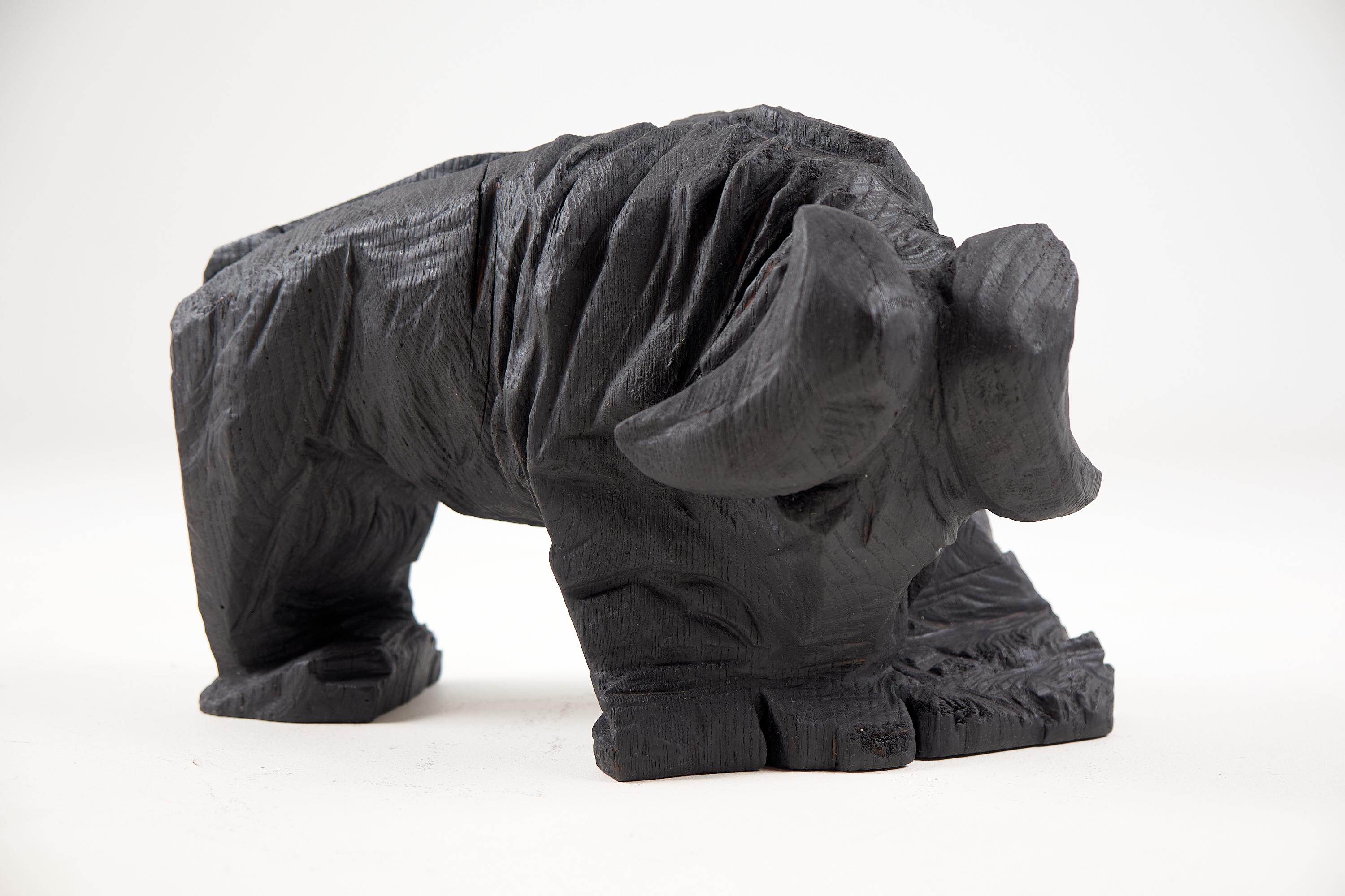 Taurus, Chainsaw Carved, Burnt Oak Bull Sculpture For Sale 5