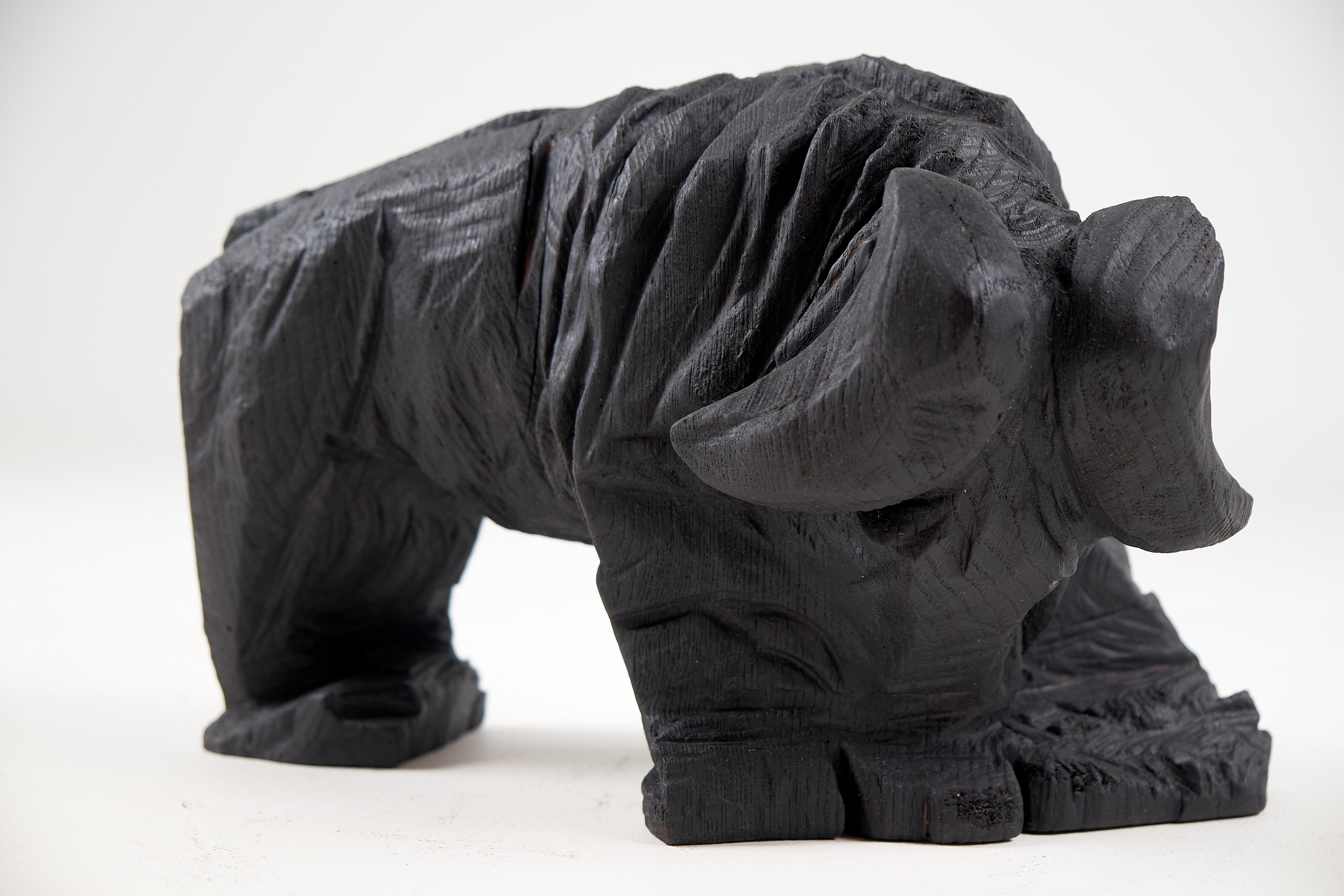 Taurus, Chainsaw Carved, Burnt Oak Bull Sculpture For Sale 6