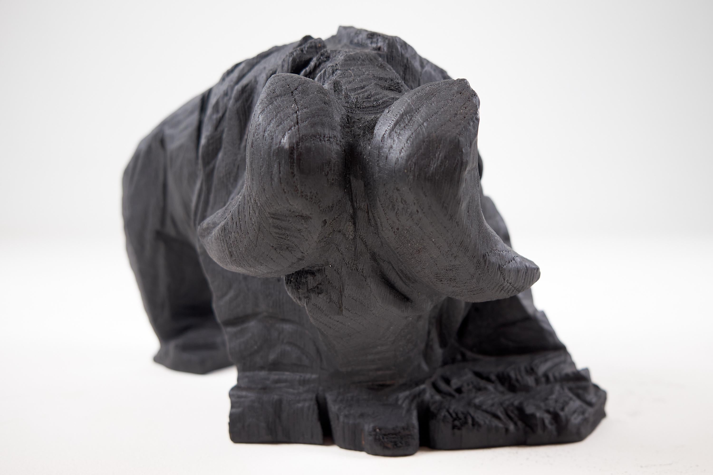 Taurus, Chainsaw Carved, Burnt Oak Bull Sculpture For Sale 9