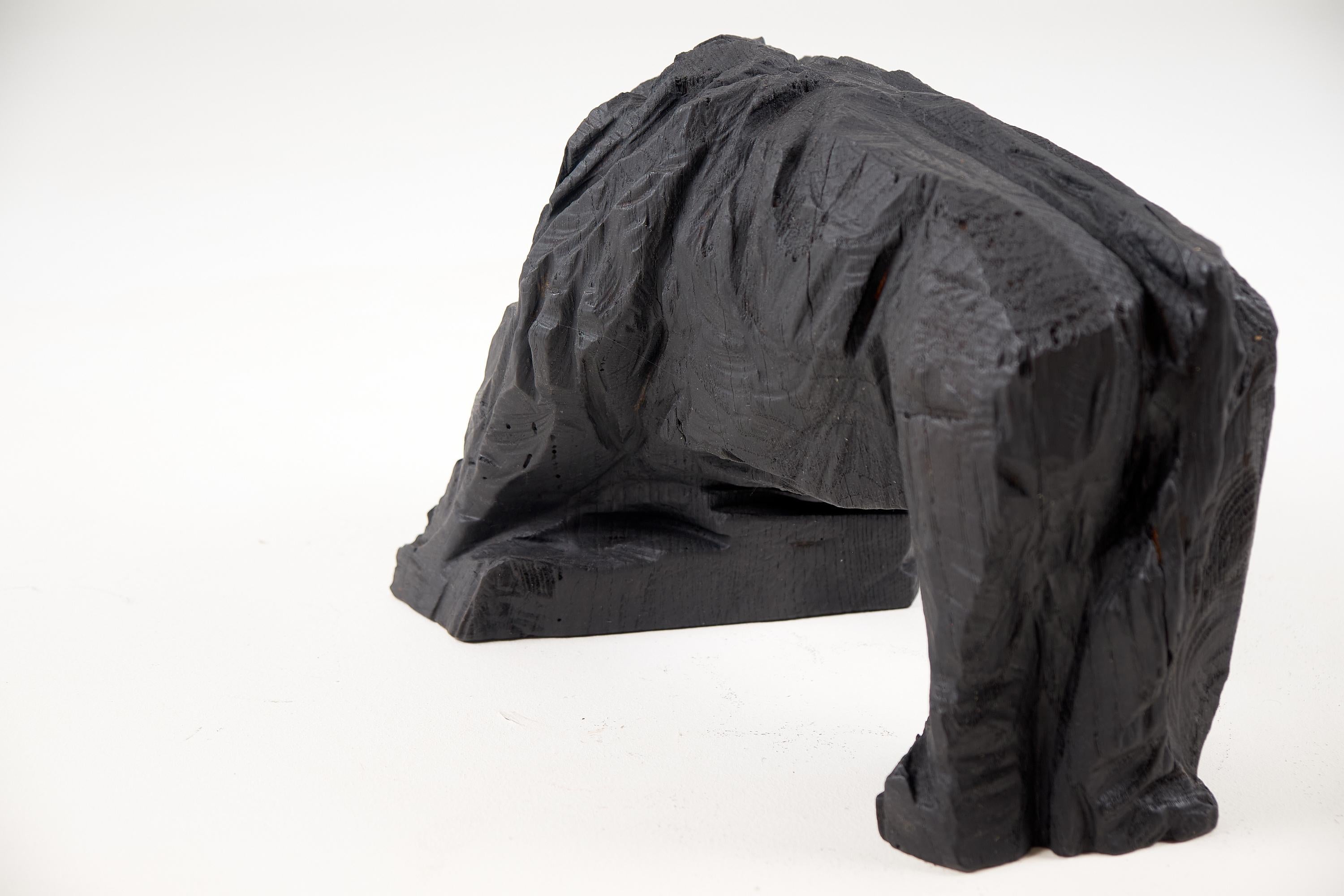 Taurus, Chainsaw Carved, Burnt Oak Bull Sculpture For Sale 1
