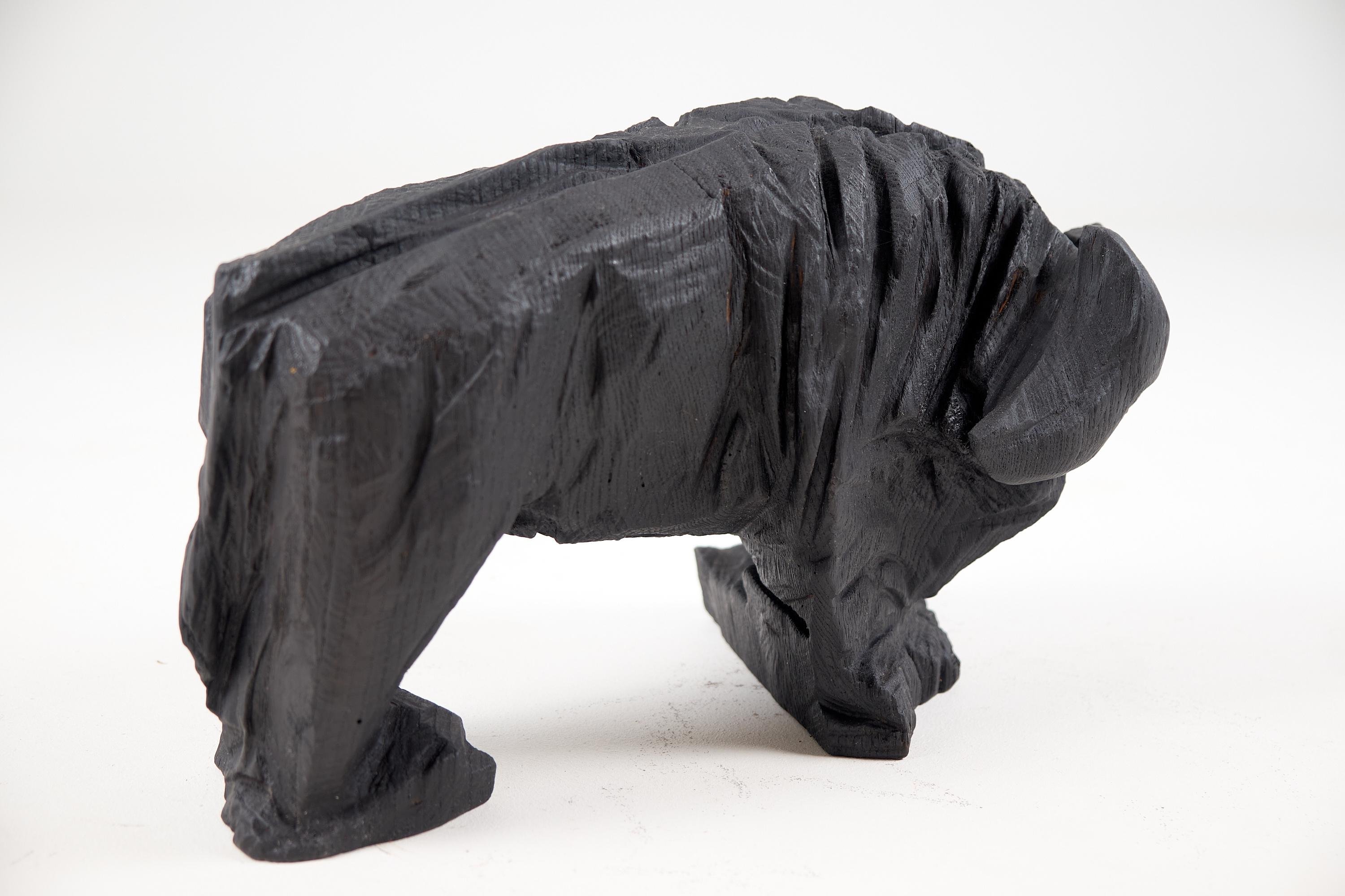 Taurus, Chainsaw Carved, Burnt Oak Bull Sculpture For Sale 3