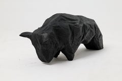 Taurus, Chainsaw Carved, Burnt Oak, Handmade, Black, Charred, Logniture