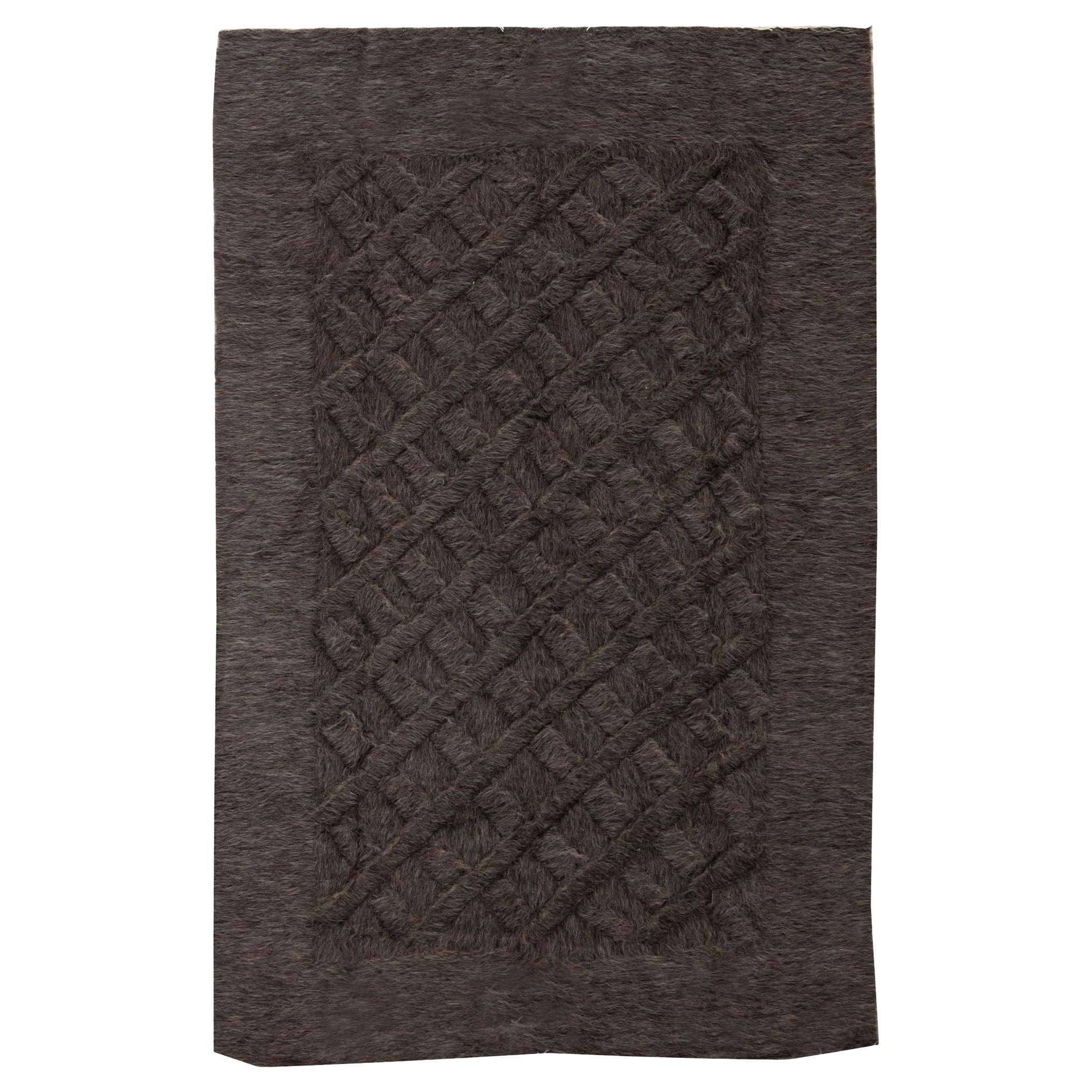 Taurus Collection Geometric Brown Goat Hair Handmade Rug by Doris ...