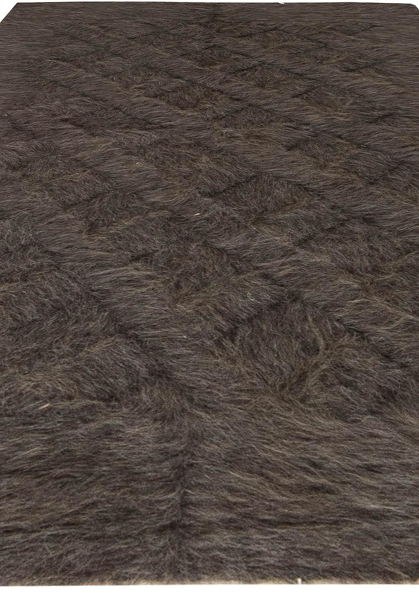 Hand-Woven Taurus Collection Modern Geometric Brown Goat Hair Rug by Doris Leslie Blau For Sale