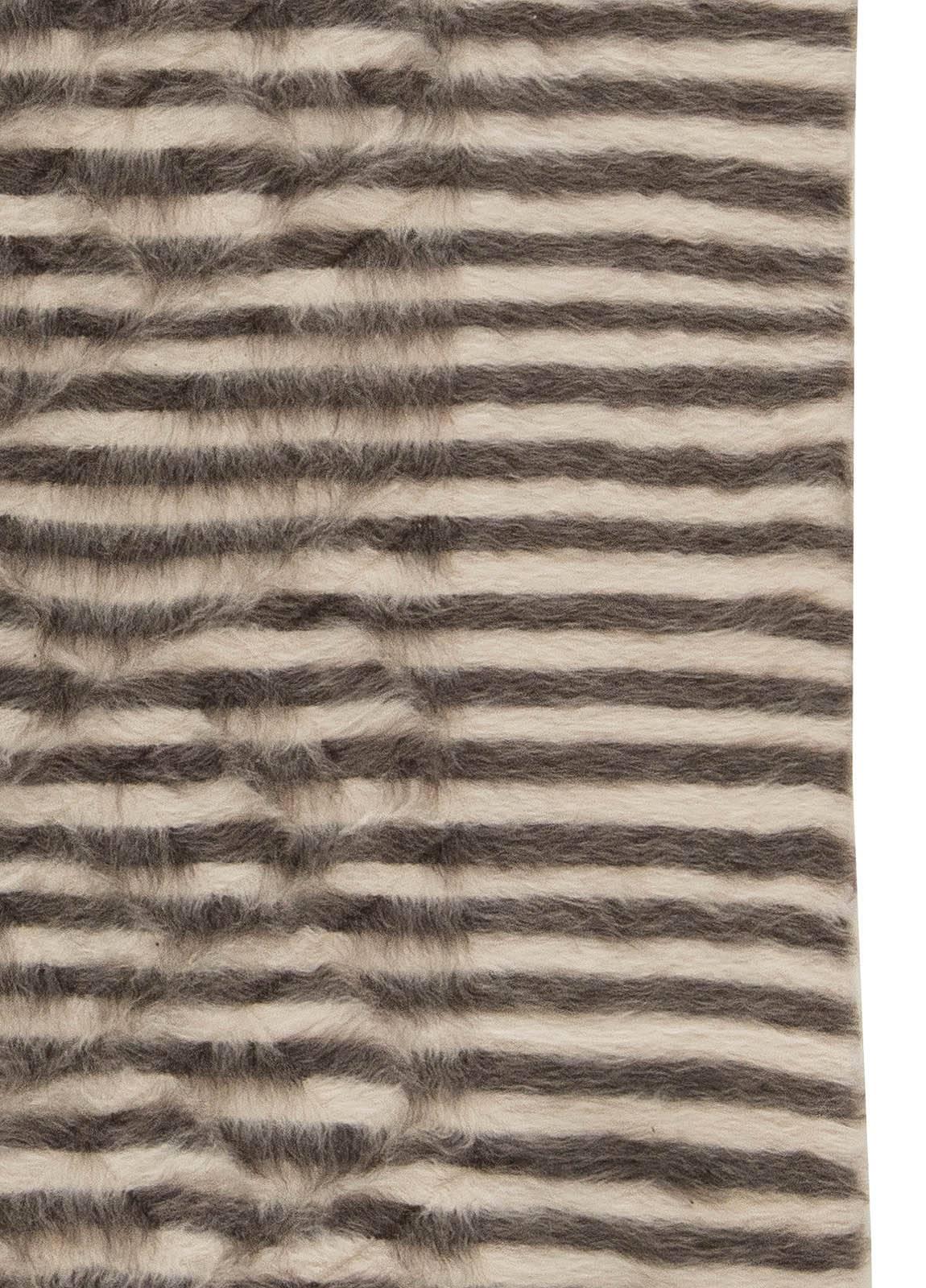 Turkish Taurus Collection Modern Striped Goat Hair Rug by Doris Leslie Blau For Sale
