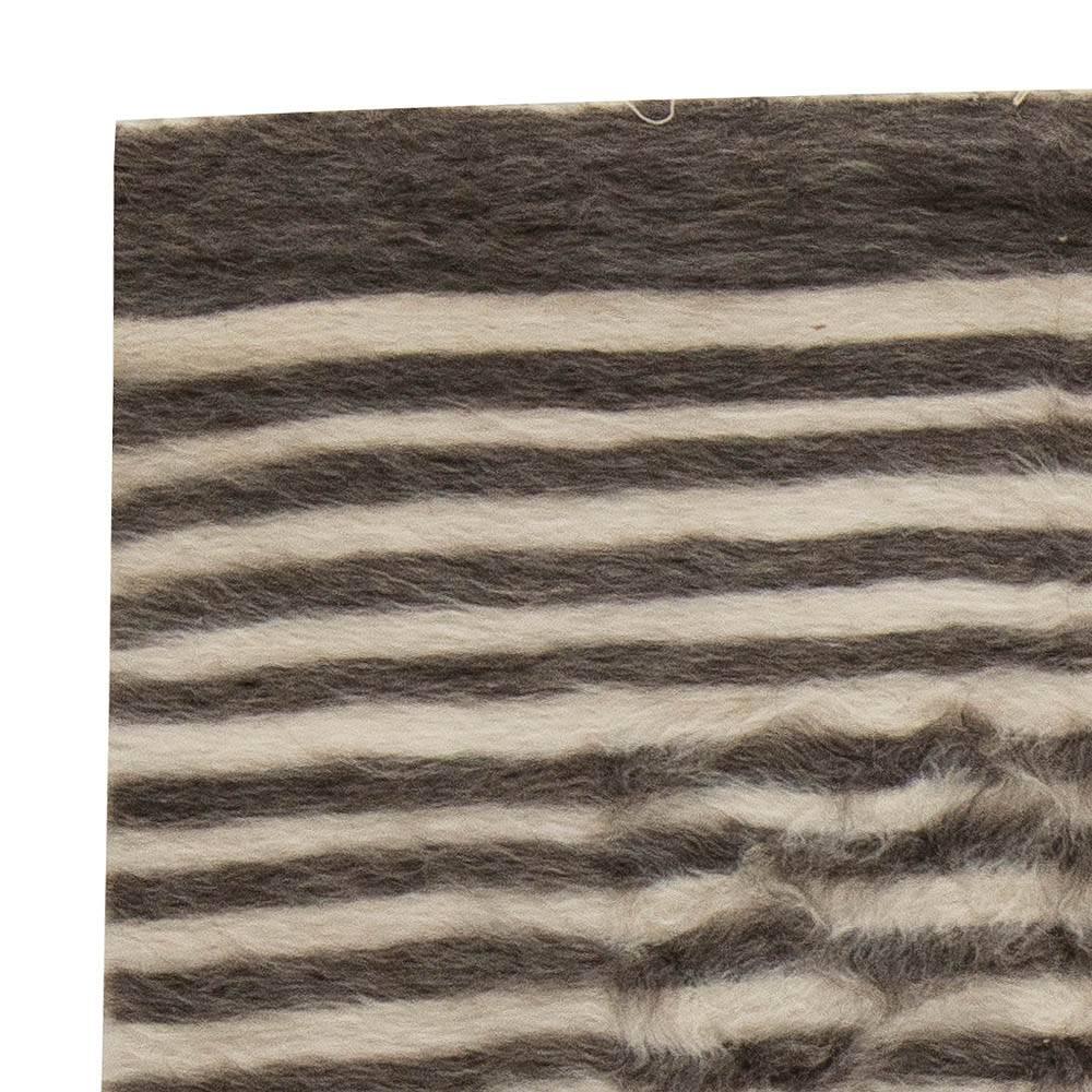 Hand-Knotted Taurus Collection Modern Striped Goat Hair Rug by Doris Leslie Blau For Sale