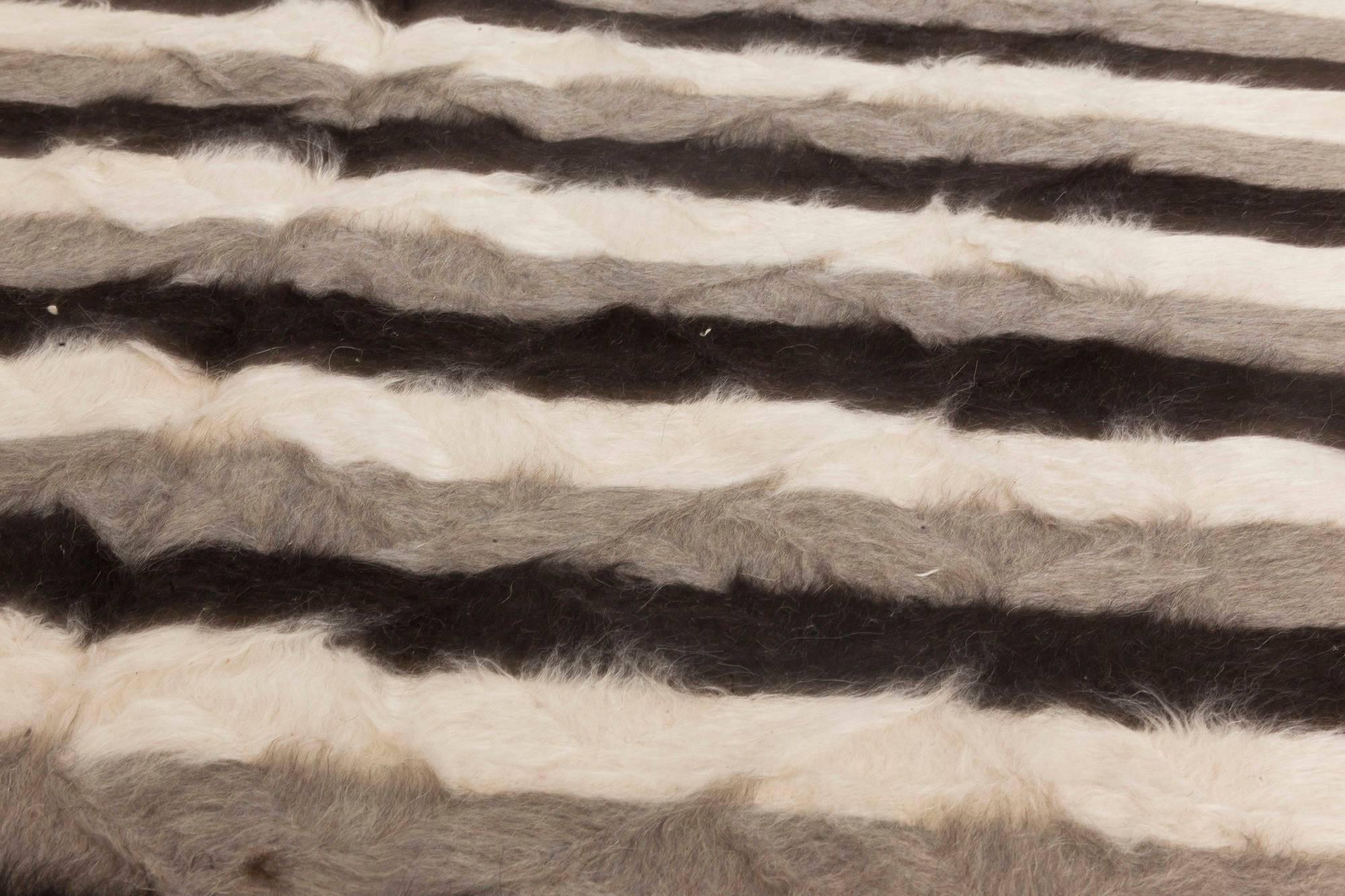 Hand-Knotted Taurus Collection Modern Striped Goat Hair Rug by Doris Leslie Blau For Sale