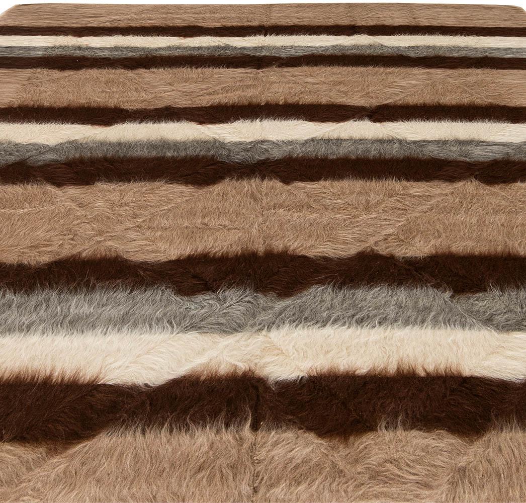 Turkish Taurus Collection Modern Striped Handmade Goat Hair Rug by Doris Leslie Blau For Sale