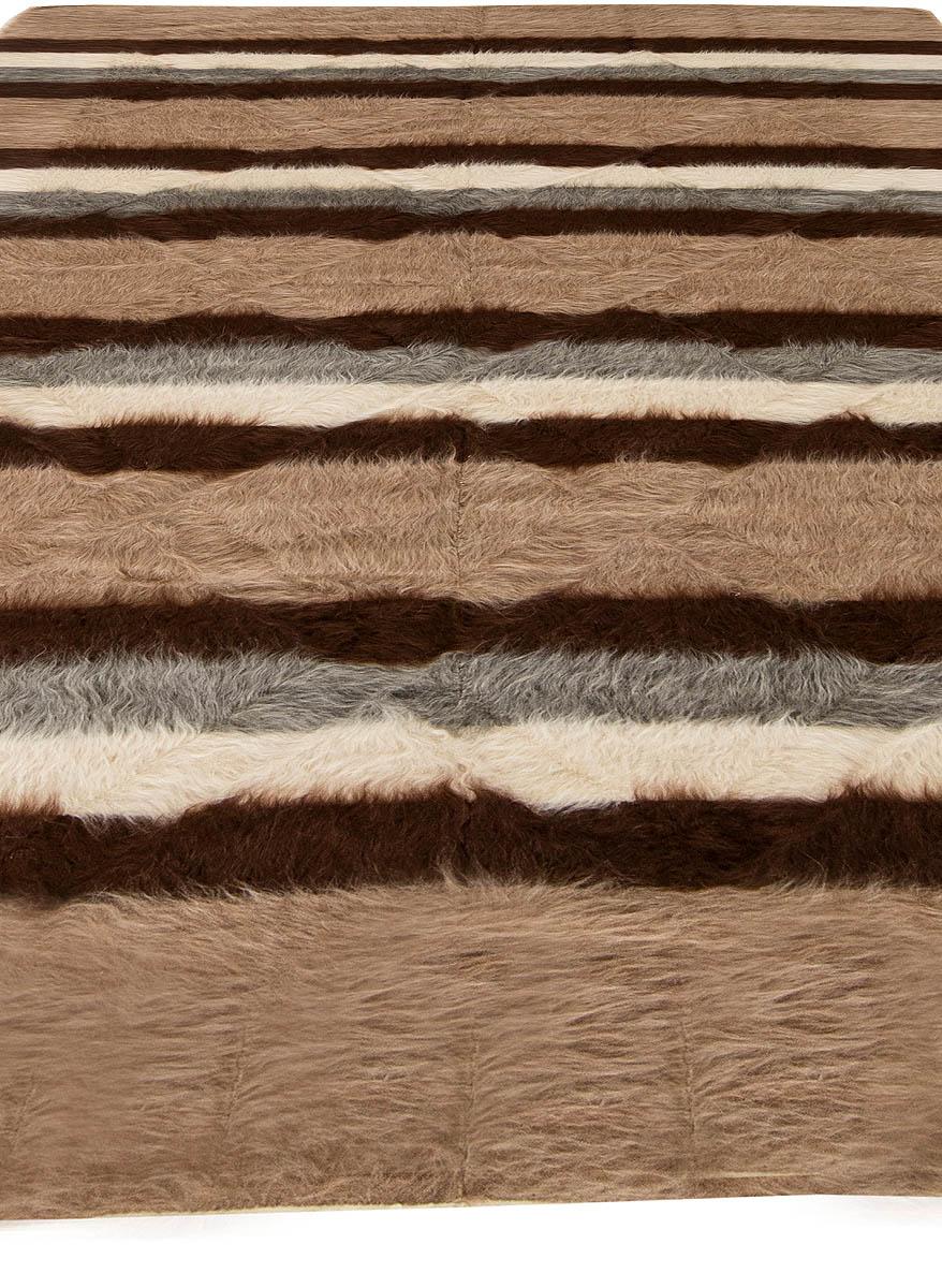 Hand-Knotted Taurus Collection Modern Striped Handmade Goat Hair Rug by Doris Leslie Blau For Sale