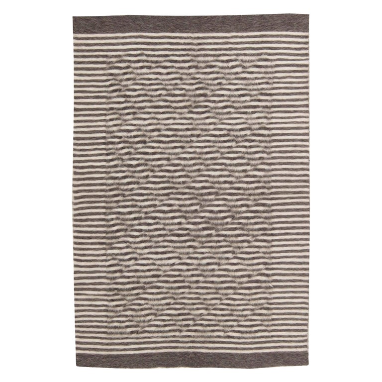 Taurus Collection Modern Striped Handmade Goat Hair Rug by Doris Leslie ...