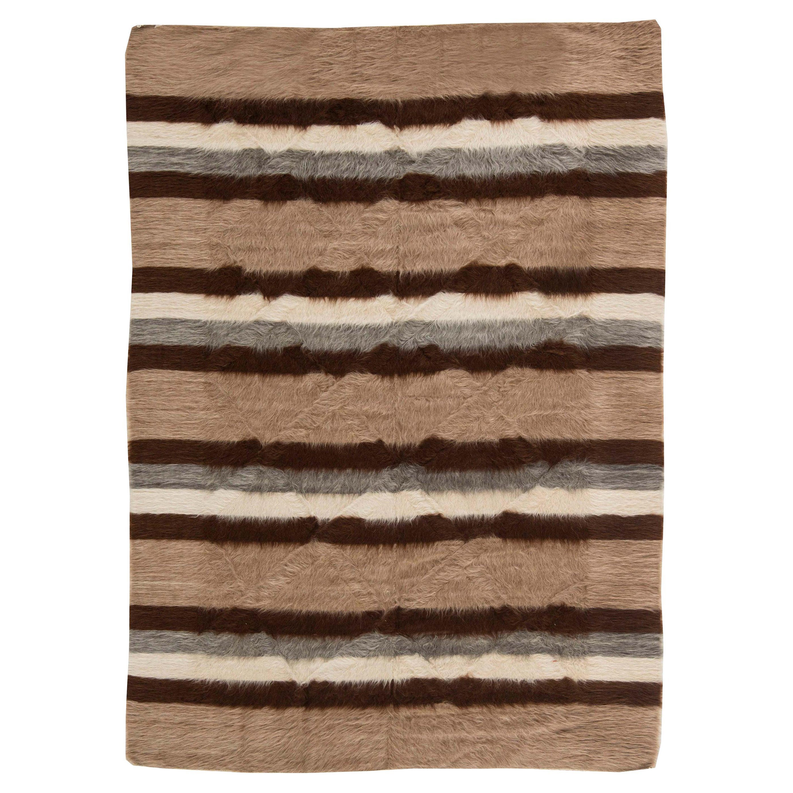 Taurus Collection Modern Striped Handmade Goat Hair Rug by Doris Leslie Blau For Sale
