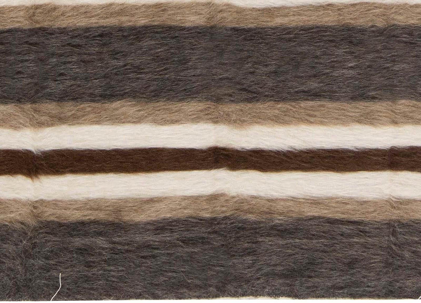 Taurus collection striped brown, white, grey, goat hair rug by Doris Leslie Blau.
Size: 4.0