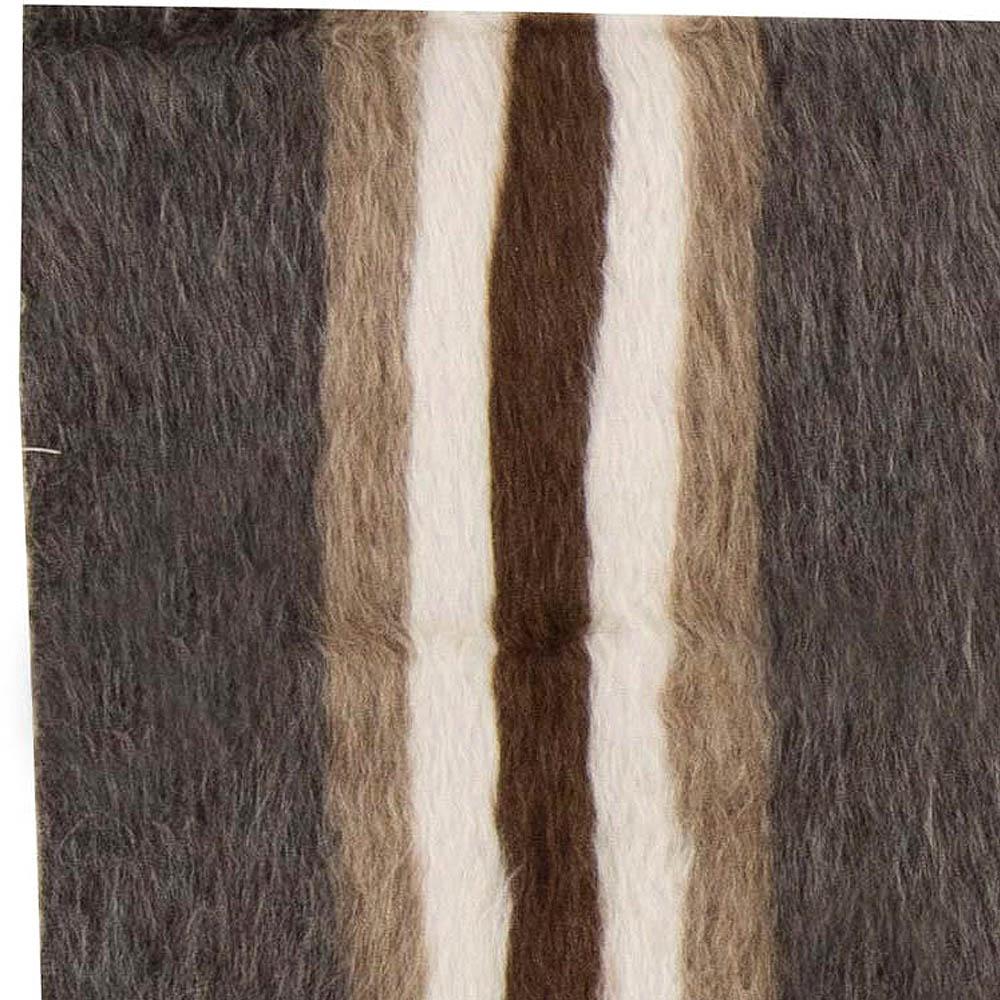 Contemporary Taurus Collection Striped Brown, White, Grey, Goat Hair Rug by Doris Leslie Blau For Sale