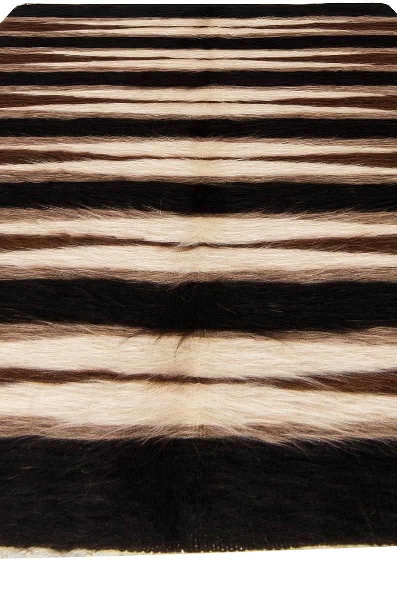Turkish Taurus Collection Striped Goat Hair Rug by Doris Leslie Blau For Sale