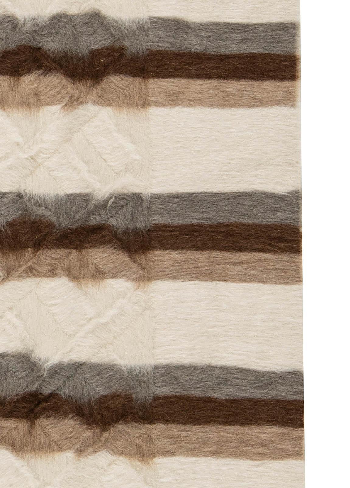 Hand-Knotted Taurus Collection Striped Goat Hair Rug by Doris Leslie Blau For Sale