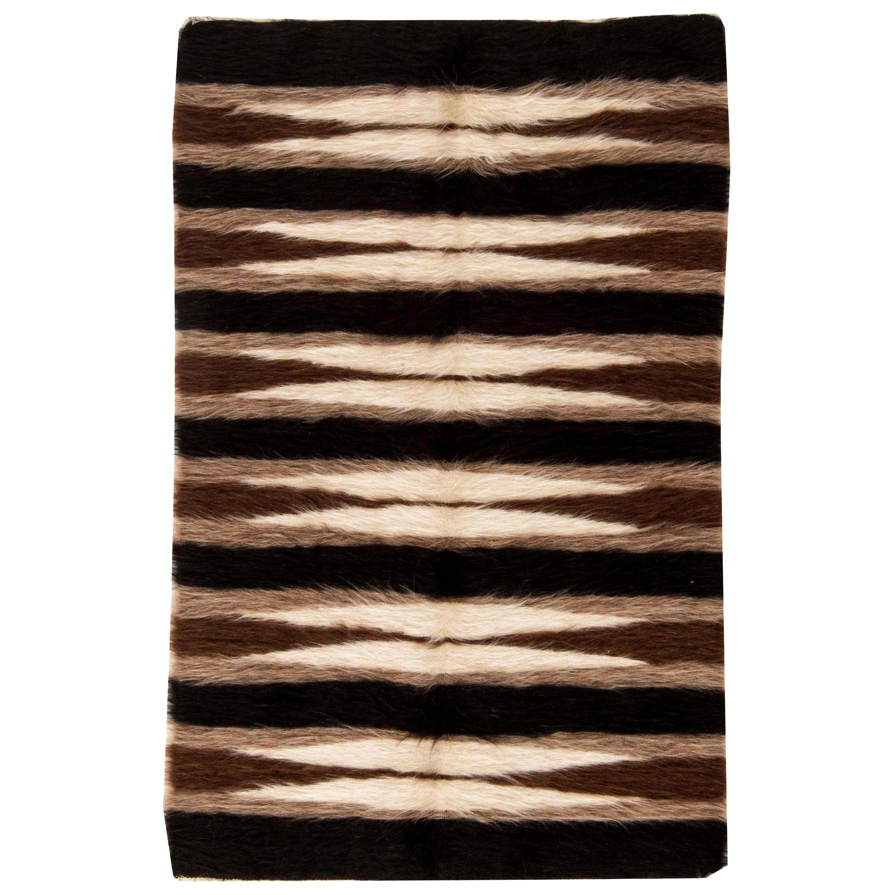 Taurus Collection Striped Goat Hair Rug by Doris Leslie Blau For Sale