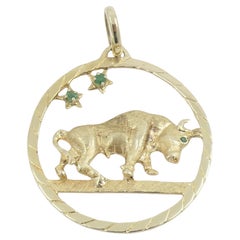 Taurus Pendant 14k Gold Vintage Charm