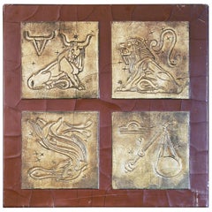 "Taurus, Pisces, Leo and Libra," High Art Deco Depiction of Zodiac Signs