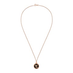 Taurus Rose Gold Necklace with Black Enamel & White Diamond by Selda Jewellery